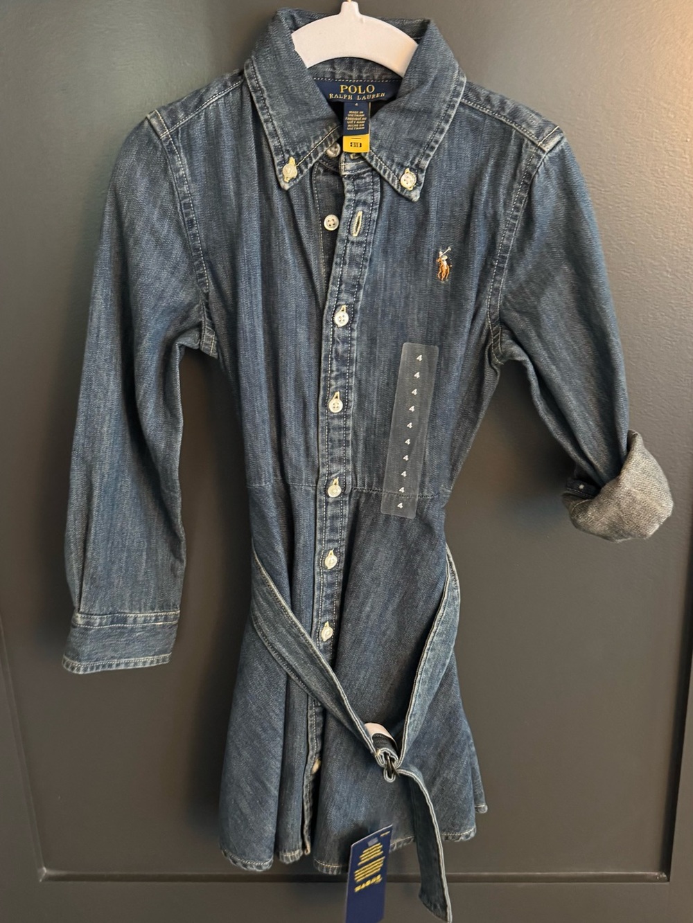 Polo by Ralph Lauren Girls' Dark Blue Denim Shirt Dress
